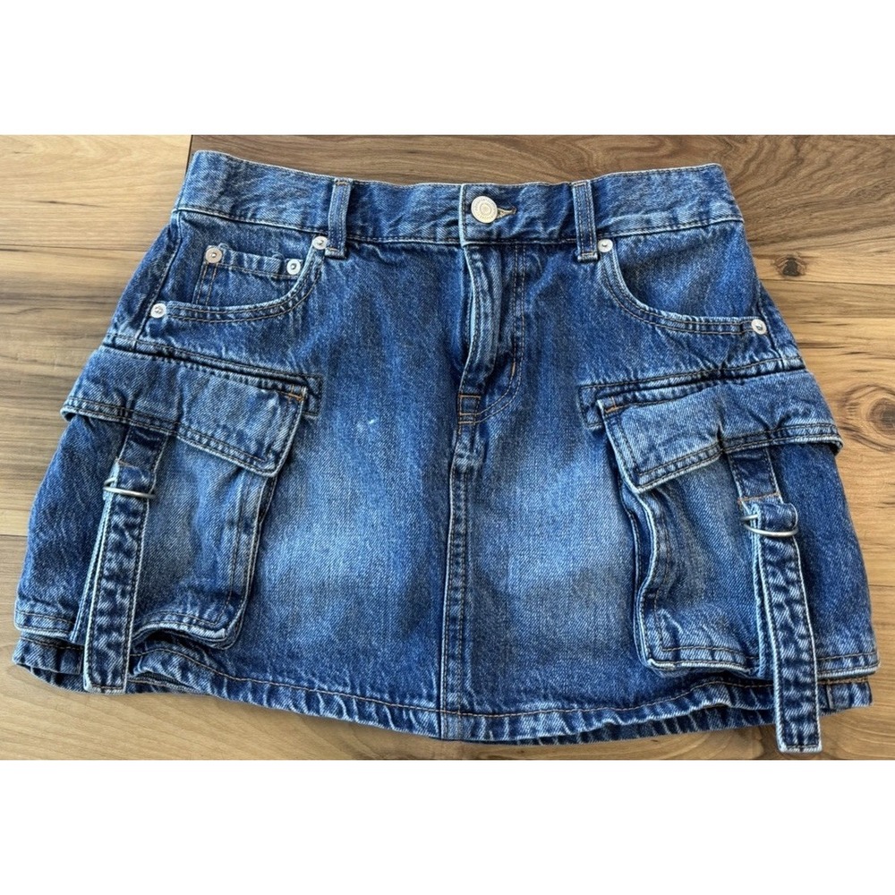 Aeropostale Y2K cargo utility streetwear grunge 2000s denim mini jean skirt S